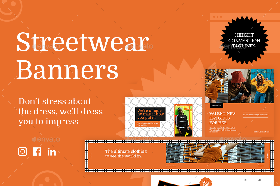 Fashion LinkedIn Banner Templates,  Elements GraphicRiver